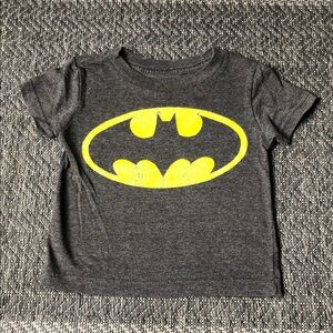 Batman Kids Short Sleeve Tee in Gray with Yellow Logo